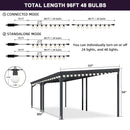 PURPLE LEAF Lean to Gazebo Metal Roof Patio Cover Built-in Drain Slots Wall Mounted Gazebo with Lights-milky for Outdoor Extension