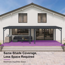 PURPLE LEAF Lean to Gazebo Metal Roof Patio Cover Built-in Drain Slots Wall Mounted Gazebo for Outdoor Extension
