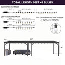 PURPLE LEAF Lean to Gazebo Metal Roof Patio Cover Built-in Drain Slots Wall Mounted Gazebo with Lights-milky for Outdoor Extension