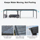 PURPLE LEAF Lean to Gazebo Metal Roof Patio Cover Built-in Drain Slots Wall Mounted Gazebo for Outdoor Extension