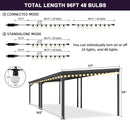 PURPLE LEAF Lean to Gazebo Metal Roof Patio Cover Built-in Drain Slots Wall Mounted Gazebo with Lights-clear for Outdoor Extension