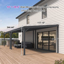 PURPLE LEAF Lean to Gazebo Metal Roof Patio Cover Built-in Drain Slots Wall Mounted Gazebo for Outdoor Extension