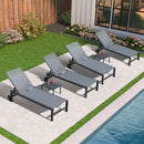 PURPLE LEAF Outdoor Chaise Lounge with Wheels Patio Lounge Chair Recliner
