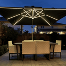 PURPLE LEAF Double Top 9 / 10 / 11 / 12 ft Square Outdoor Umbrellas with Lights