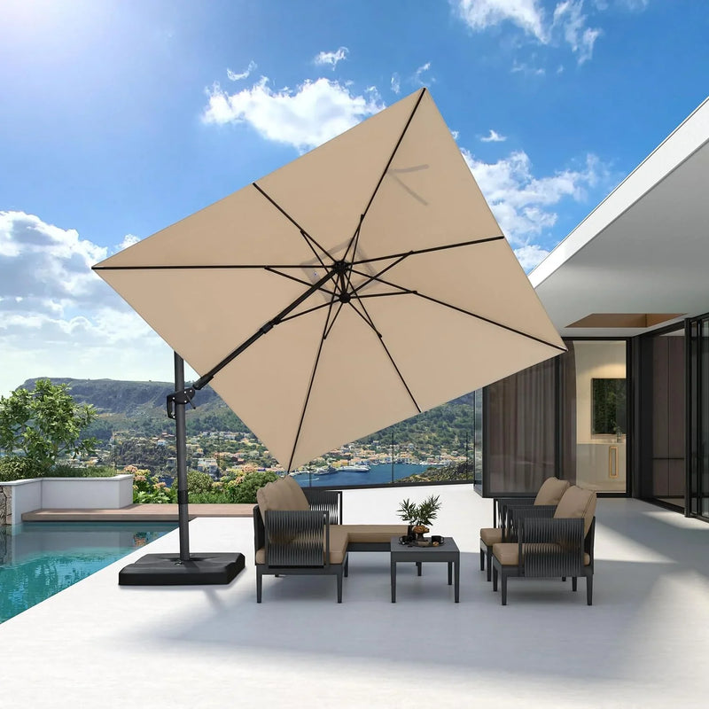 PURPLE LEAF Affordable Patio Umbrella Swivel Left-Right Tiliting Cantilever Umbrella