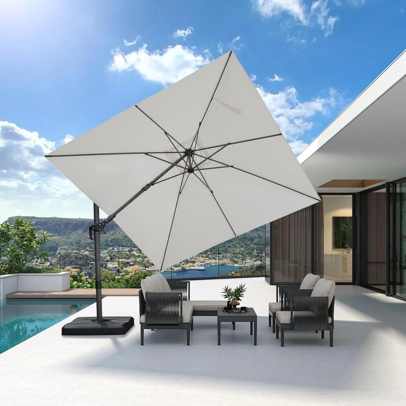 PURPLE LEAF Affordable Patio Umbrella Swivel Left-Right Tiliting Cantilever Umbrella