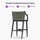 PURPLE LEAF Outdoor Bar Stool Set of 2 Aluminum Frame Bar Chair with Cushion and Back Kitchen Island Bar Stools