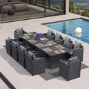 PURPLE LEAF Sanori Outdoor Dining Set Modern Large Weather-Resistant Table and Aluminum Chairs with Cushions for Garden Grey