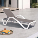 PURPLE LEAF Patio Chaise Lounge Chair Outdoor Plastic Textilene Sun Bathing Recliner Tanning Pool Lounger with 6 Adjustable Position for Outside Beach in-Pool Lawn Poolside