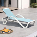 PURPLE LEAF Patio Chaise Lounge Chair Outdoor Plastic Textilene Sun Bathing Recliner Tanning Pool Lounger with 6 Adjustable Position for Outside Beach in-Pool Lawn Poolside