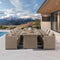PURPLE LEAF Sanori Patio Dining Set Modern Large Weather-Resistant Table and Aluminum Chairs with Cushions for Garden Beige