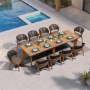 PURPLE LEAF 7 / 9 / 11 pcs Outdoor Dining Set Patio Dining Furniture for Lawn Backyard Deck Brown