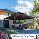 PURPLE LEAF Outdoor Metal Carport Gazebo Bronze Steel Roof Aluminum Frame Shelter for Parking