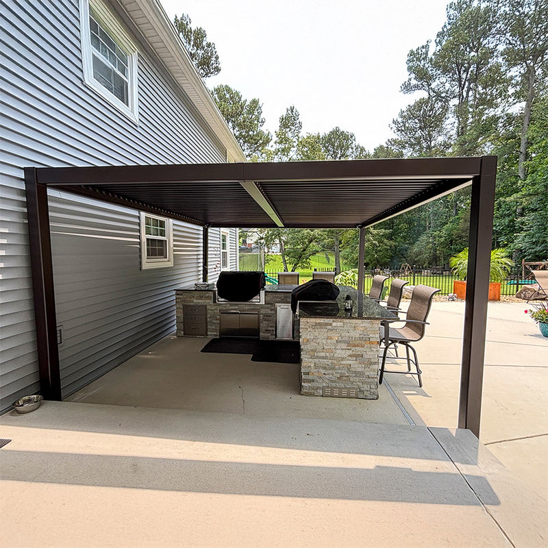 PURPLE LEAF Caesar Louvered Pergola Outdoor Adjustable Roof Modern Patio Aluminum Pergola for Deck Backyard Garden Hardtop Gazebo Bronze