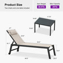 PURPLE LEAF Outdoor Lounge Chair Patio Chaise Pool Lounger Aluminum Frame with Side Table and Wheels for Outside Sunbathing Tanning Recliner Including Pillows