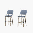 PURPLE LEAF Outdoor Bar Height Stools Set of 2 French Country Patio Rattan Bar Stool Chairs Outdoor Armless Barstools for Porch Garden Indoor Kitchen