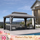 PURPLE LEAF Patio Gazebo for Pool Light Grey Hardtop Galvanized Steel Roof with Upgraded Curtains