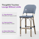 PURPLE LEAF Outdoor Bar Height Stools Set of 2 French Country Patio Rattan Bar Stool Chairs Outdoor Armless Barstools for Porch Garden Indoor Kitchen