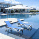 PURPLE LEAF Patio Chaise Lounge Chair Outdoor Plastic Textilene Sun Bathing Recliner Tanning Pool Lounger with 6 Adjustable Position for Outside Beach in-Pool Lawn Poolside