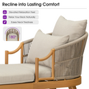 PURPLE LEAF Outdoor Lounge Chair, Patio Chaise Lounge with Cushioned Seat & Supportive Armrests, Ergonomic Aluminum Pool Lounge Chairs for Backyard Deck Poolside, Teak