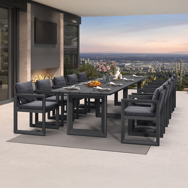 PURPLE LEAF Caesar Outdoor Dining Set Aluminum Luxury Patio Furniture Table and Chairs Set with Olifen Removable Thick Cushion and Pillow Patio Dining Sets for Garden Deck