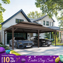 PURPLE LEAF Outdoor Metal Carport Gazebo Bronze Steel Roof Aluminum Frame Shelter for Parking