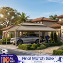 PURPLE LEAF Outdoor Carport Gazebo Champagne Steel Roof Aluminum Frame Shelter for Parking