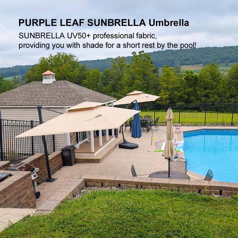 PURPLE LEAF Premium Patio Umbrella Classic SUNBRELLA Cantilever Umbrellas