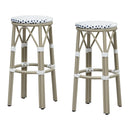 PURPLE LEAF Patio Round Bar Stools Set of 2 Outdoor Backless Barstools Woven Rattan Bar Chair  for Indoor Kitchen Island Bistros Cafe Restaurant