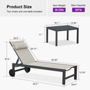 PURPLE LEAF Outdoor Lounge Chair Patio Chaise Pool Lounger Aluminum Frame with Side Table and Wheels for Outside Sunbathing Tanning Recliner Including Pillows