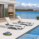 Clearance-PURPLE LEAF Patio Chaise Lounge Plastic Pool Outdoor Lounge Chair with Aluminum Frame Stackable Patio Tanning Chairs for Poolside Sunbathing Beach Deck Yard