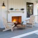 PURPLE LEAF Adirondack Chair Set of HDPE All-Weather Outdoor Fire Pit Chair with 24.6" Oversized Seat Wood-Textured Patio Adirondack Chair with Dual Cup Holders for Garden Deck Backyard