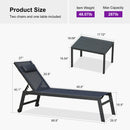 PURPLE LEAF Outdoor Lounge Chair Patio Chaise Pool Lounger Aluminum Frame with Side Table and Wheels for Outside Sunbathing Tanning Recliner Including Pillows