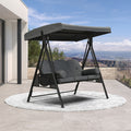 PURPLE LEAF 3-Seat Porch Swing Outdoor w/Cushion & Adjustable Canopy