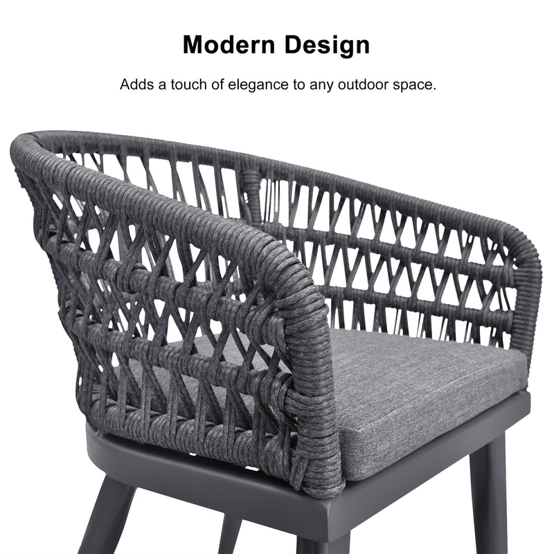 OPEN BOX I PURPLE LEAF Outdoor Dining Chair ×2 All-Weather PE Rattan with Aluminum Frame