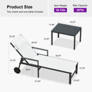 PURPLE LEAF Outdoor Lounge Chair Patio Chaise Pool Lounger Aluminum Frame with Side Table and Wheels for Outside Sunbathing Tanning Recliner Including Pillows
