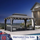 PURPLE LEAF Patio Gazebo for Pool Light Grey Hardtop Galvanized Steel Roof with Reinforcement Support Rod
