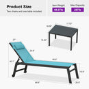 PURPLE LEAF Outdoor Lounge Chair Patio Chaise Pool Lounger Aluminum Frame with Side Table and Wheels for Outside Sunbathing Tanning Recliner Including Pillows
