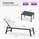 PURPLE LEAF Outdoor Lounge Chair Patio Chaise Pool Lounger Aluminum Frame with Side Table and Wheels for Outside Sunbathing Tanning Recliner Including Pillows