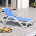 PURPLE LEAF Patio Chaise Lounge Chair Outdoor Plastic Textilene Sun Bathing Recliner Tanning Pool Lounger with 6 Adjustable Position for Outside Beach in-Pool Lawn Poolside