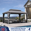PURPLE LEAF Patio Gazebo for Pool Light Grey Hardtop Galvanized Steel Roof with Upgraded Curtains