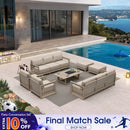 PURPLE LEAF Caesar Enclosed Patio Conversation Set with Khaki Cushion Pillows and Ottoman for Porch Garden