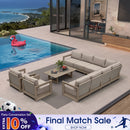 PURPLE LEAF Caesar Open-End Patio Conversation Set with Khaki Cushion Pillows and Ottoman for Modern Outdoor Deck