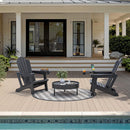 PURPLE LEAF Adirondack Chair Set of HDPE All-Weather Outdoor Fire Pit Chair with 24.6" Oversized Seat Wood-Textured Patio Adirondack Chair with Dual Cup Holders for Garden Deck Backyard