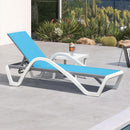 PURPLE LEAF Patio Chaise Lounge Chair Outdoor Plastic Textilene Sun Bathing Recliner Tanning Pool Lounger with 6 Adjustable Position for Outside Beach in-Pool Lawn Poolside
