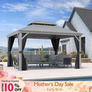 PURPLE LEAF Patio Gazebo for Pool Light Grey Hardtop Galvanized Steel Roof with Upgraded Curtains