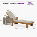 PURPLE LEAF Outdoor Chaise Lounge with Wraparound Armrests and Cushion Aluminum Reclining Tanning Pool Lounge Chairs for Patio Poolside Backyard