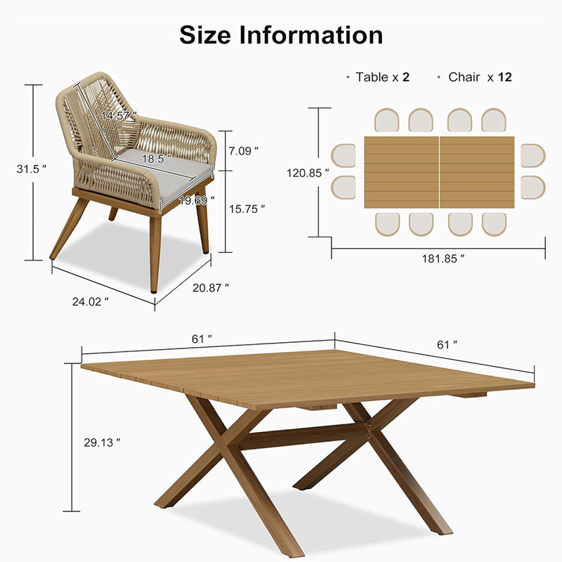 PURPLE LEAF Outdoor Dining Set All-Weather PE Rattan Outdoor Patio Furniture Set with Aluminum Frame
