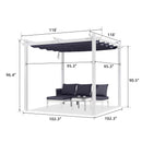 PURPLE LEAF Outdoor Retractable Pergola with Double Sun Shade Canopy White Heavy-Duty Aluminum Pergola Patio Modern Pergola for Garden Deck Backyard