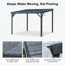 PURPLE LEAF  Outdoor Wall Mounted Hardtop Gazebo Metal Roof Patio Cover with Drainage System Outdoor Living Shelter for Backyard Lounge